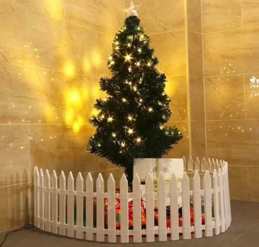 Christmas Tree Thick White Plastic Picket Fence Decorative Christmas Tree Fence Barrier for Kids Mini Christmas Tree Gate for Dogs Pets Xmas Garden Party, White