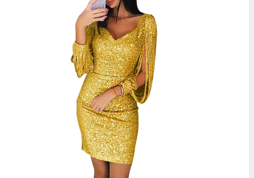 Women’s Sequins V-Neck Dress