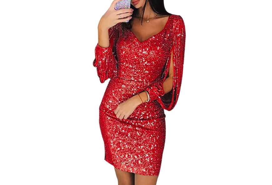 Women’s Sequins V-Neck Dress